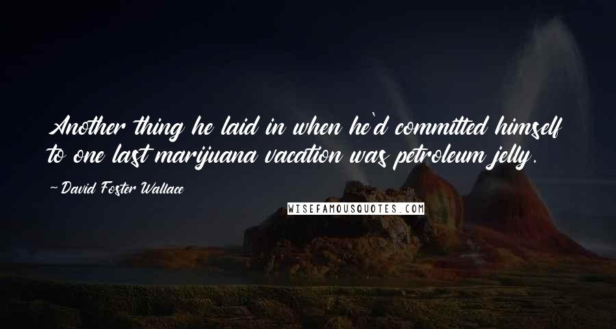 David Foster Wallace Quotes: Another thing he laid in when he'd committed himself to one last marijuana vacation was petroleum jelly.