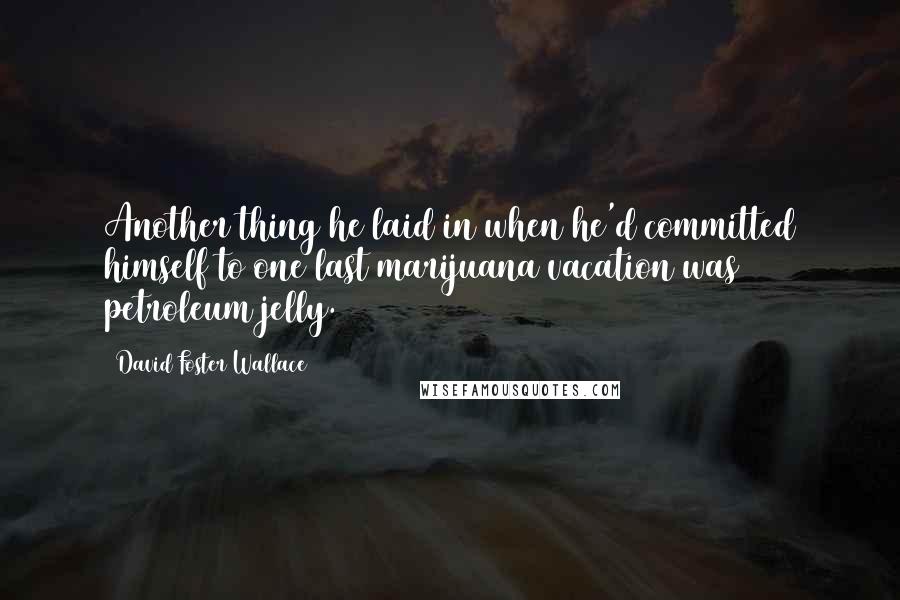 David Foster Wallace Quotes: Another thing he laid in when he'd committed himself to one last marijuana vacation was petroleum jelly.