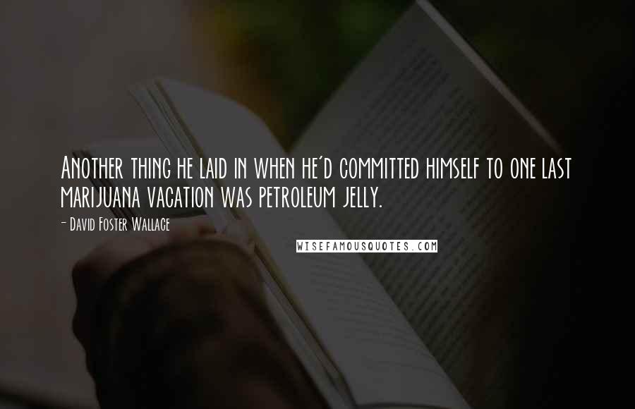 David Foster Wallace Quotes: Another thing he laid in when he'd committed himself to one last marijuana vacation was petroleum jelly.