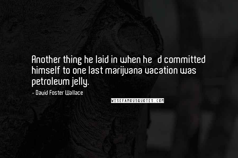 David Foster Wallace Quotes: Another thing he laid in when he'd committed himself to one last marijuana vacation was petroleum jelly.