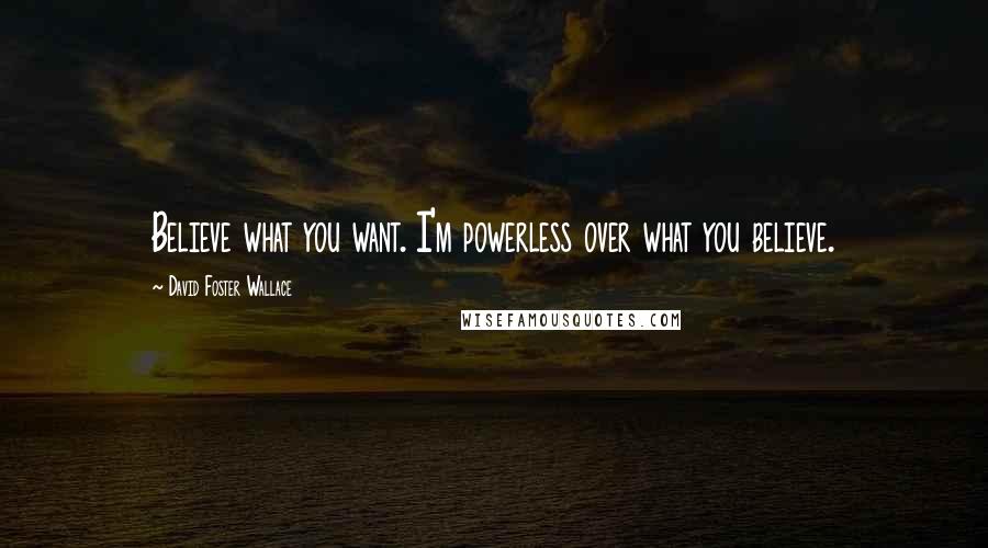 David Foster Wallace Quotes: Believe what you want. I'm powerless over what you believe.