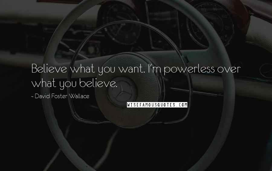 David Foster Wallace Quotes: Believe what you want. I'm powerless over what you believe.