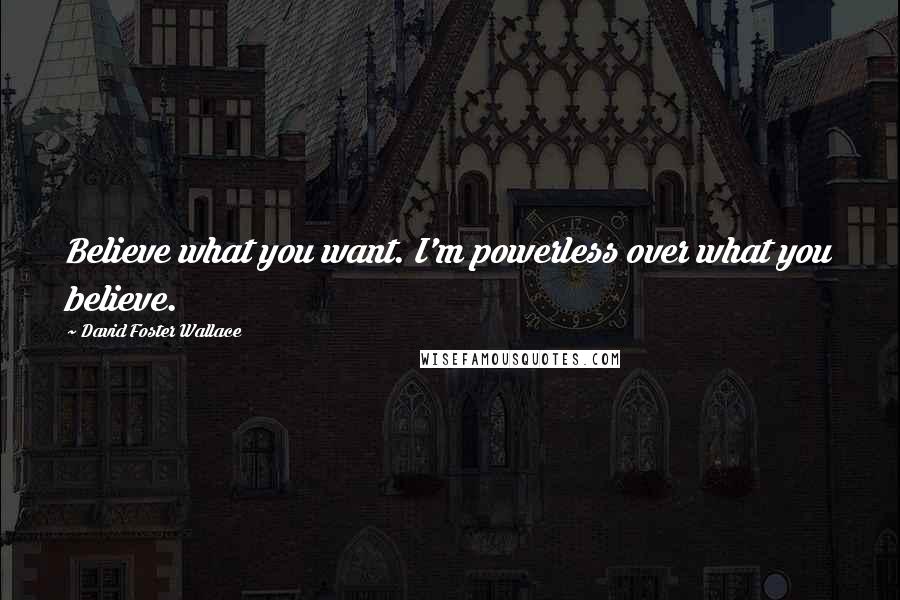 David Foster Wallace Quotes: Believe what you want. I'm powerless over what you believe.