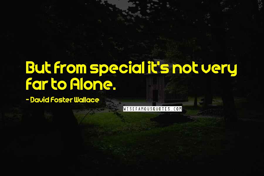 David Foster Wallace Quotes: But from special it's not very far to Alone.