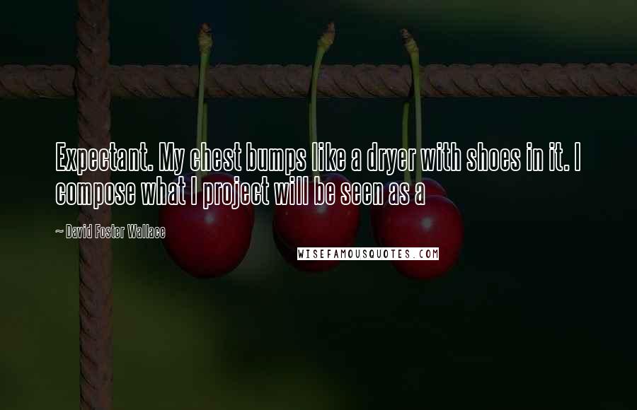 David Foster Wallace Quotes: Expectant. My chest bumps like a dryer with shoes in it. I compose what I project will be seen as a