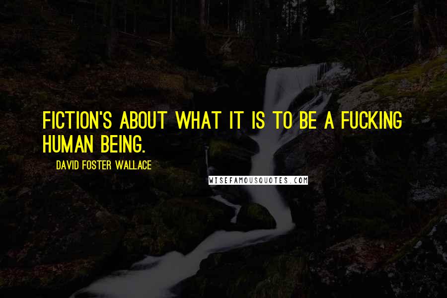 David Foster Wallace Quotes: Fiction's about what it is to be a fucking human being.