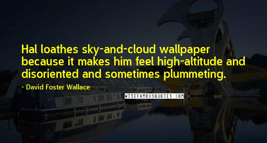 David Foster Wallace Quotes: Hal loathes sky-and-cloud wallpaper because it makes him feel high-altitude and disoriented and sometimes plummeting.