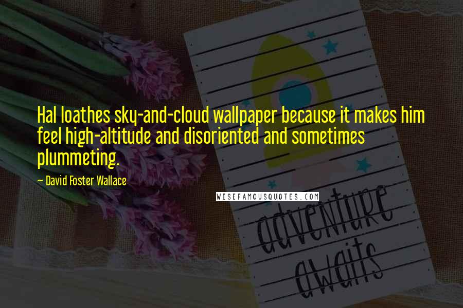 David Foster Wallace Quotes: Hal loathes sky-and-cloud wallpaper because it makes him feel high-altitude and disoriented and sometimes plummeting.