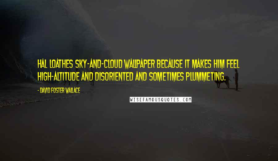 David Foster Wallace Quotes: Hal loathes sky-and-cloud wallpaper because it makes him feel high-altitude and disoriented and sometimes plummeting.