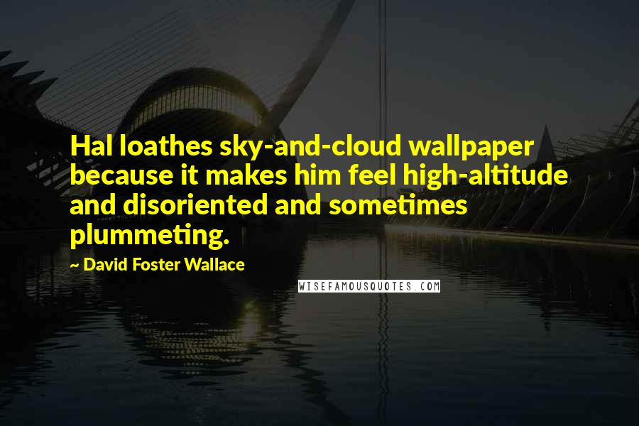 David Foster Wallace Quotes: Hal loathes sky-and-cloud wallpaper because it makes him feel high-altitude and disoriented and sometimes plummeting.