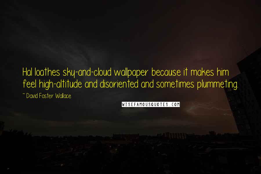 David Foster Wallace Quotes: Hal loathes sky-and-cloud wallpaper because it makes him feel high-altitude and disoriented and sometimes plummeting.