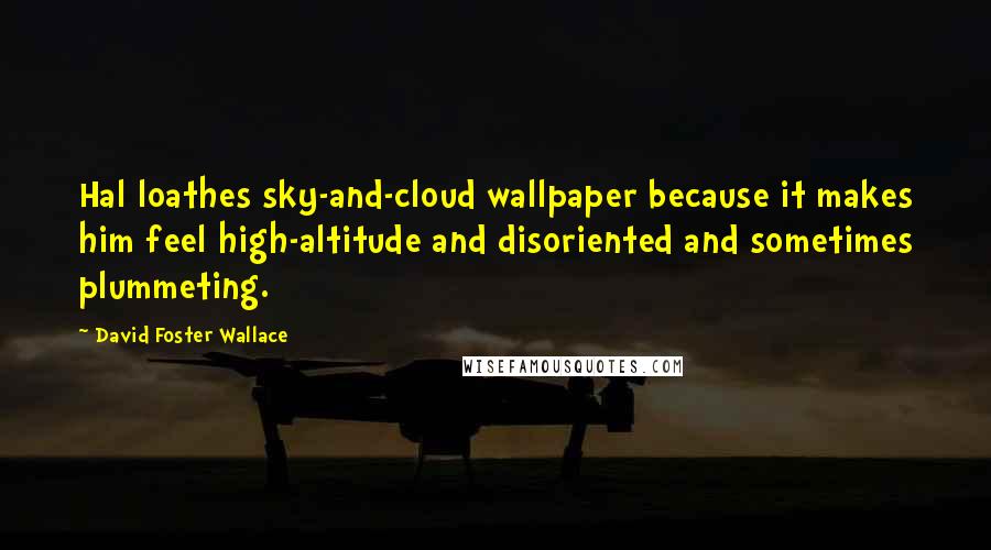 David Foster Wallace Quotes: Hal loathes sky-and-cloud wallpaper because it makes him feel high-altitude and disoriented and sometimes plummeting.