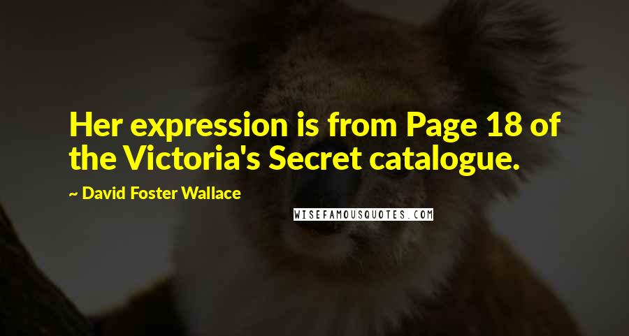 David Foster Wallace Quotes: Her expression is from Page 18 of the Victoria's Secret catalogue.