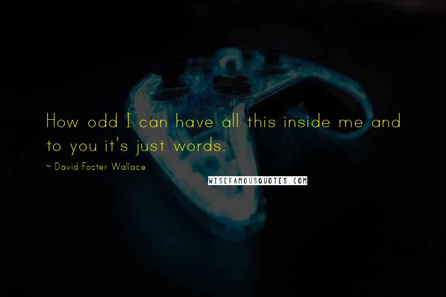 David Foster Wallace Quotes: How odd I can have all this inside me and to you it's just words.