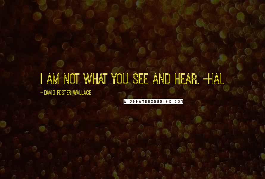 David Foster Wallace Quotes: I am not what you see and hear. -Hal