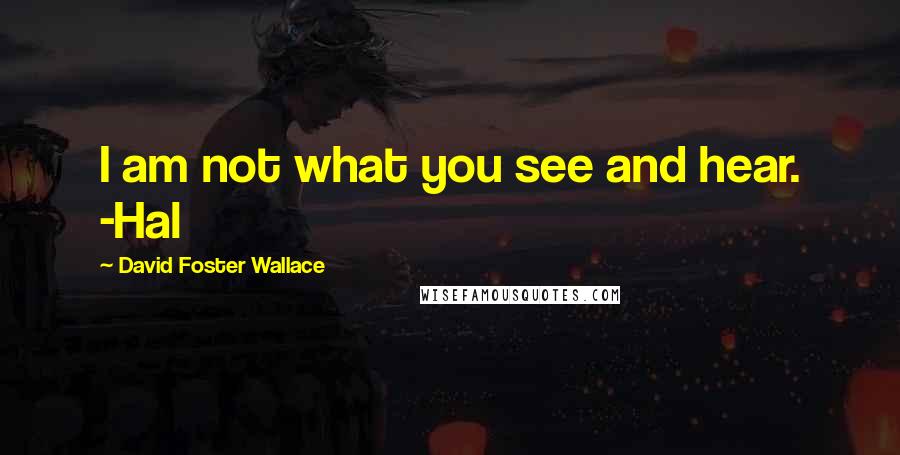 David Foster Wallace Quotes: I am not what you see and hear. -Hal