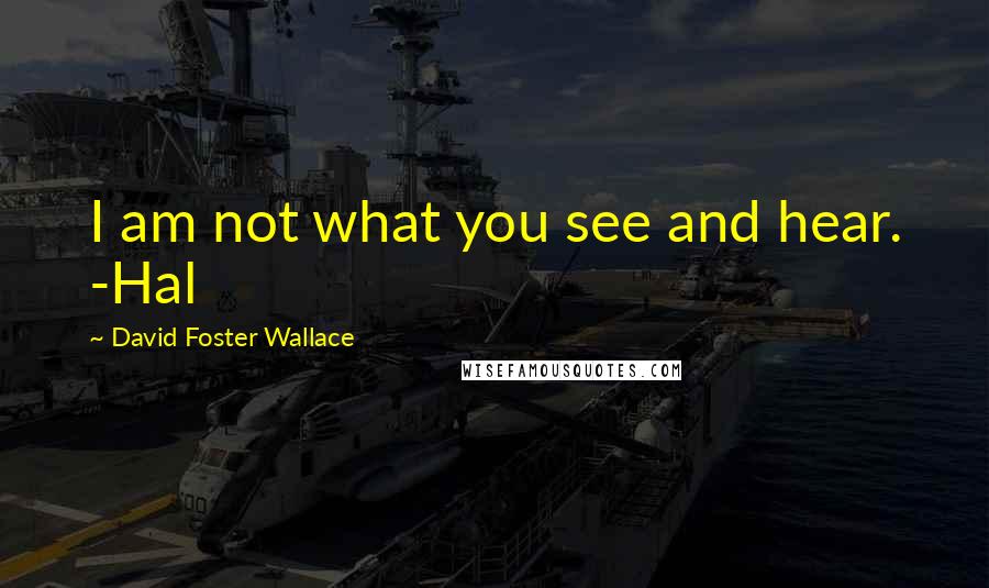 David Foster Wallace Quotes: I am not what you see and hear. -Hal