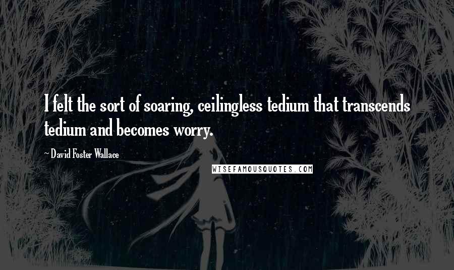 David Foster Wallace Quotes: I felt the sort of soaring, ceilingless tedium that transcends tedium and becomes worry.