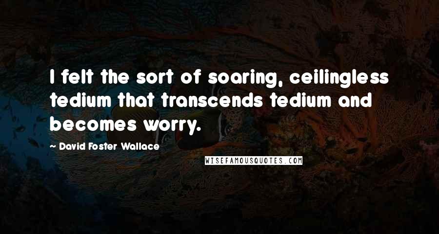 David Foster Wallace Quotes: I felt the sort of soaring, ceilingless tedium that transcends tedium and becomes worry.