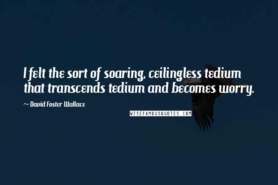 David Foster Wallace Quotes: I felt the sort of soaring, ceilingless tedium that transcends tedium and becomes worry.