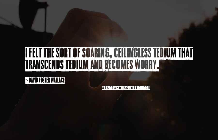 David Foster Wallace Quotes: I felt the sort of soaring, ceilingless tedium that transcends tedium and becomes worry.