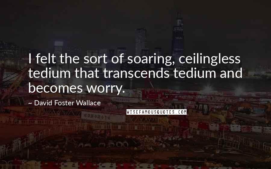 David Foster Wallace Quotes: I felt the sort of soaring, ceilingless tedium that transcends tedium and becomes worry.