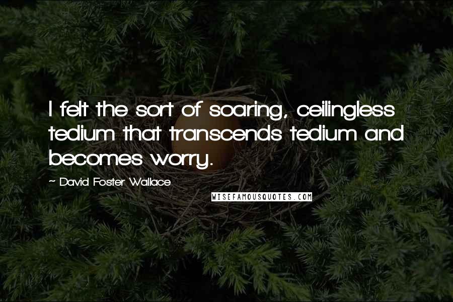 David Foster Wallace Quotes: I felt the sort of soaring, ceilingless tedium that transcends tedium and becomes worry.