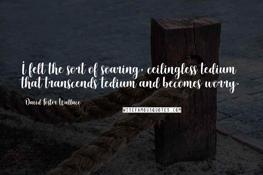 David Foster Wallace Quotes: I felt the sort of soaring, ceilingless tedium that transcends tedium and becomes worry.