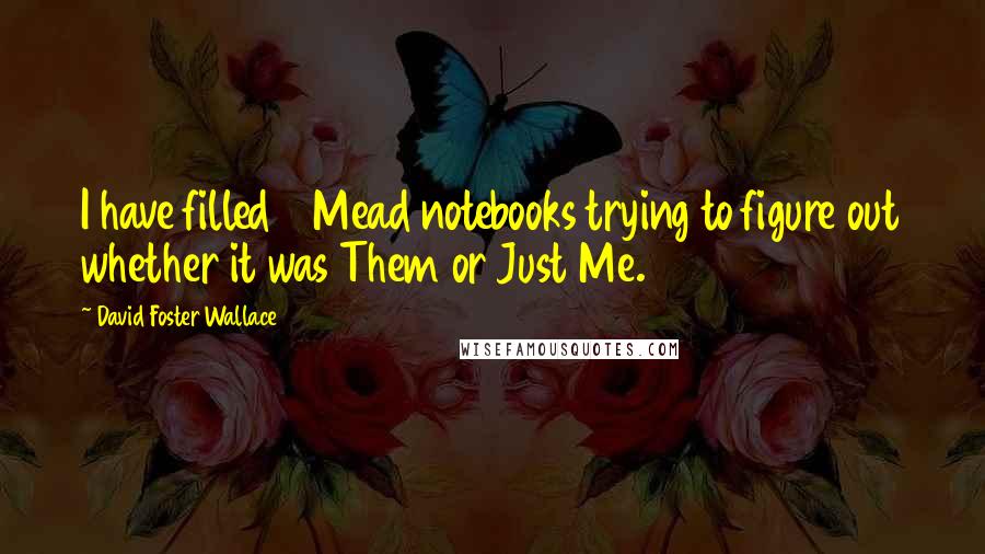 David Foster Wallace Quotes: I have filled 3 Mead notebooks trying to figure out whether it was Them or Just Me.