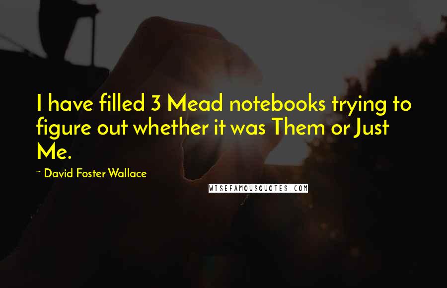 David Foster Wallace Quotes: I have filled 3 Mead notebooks trying to figure out whether it was Them or Just Me.