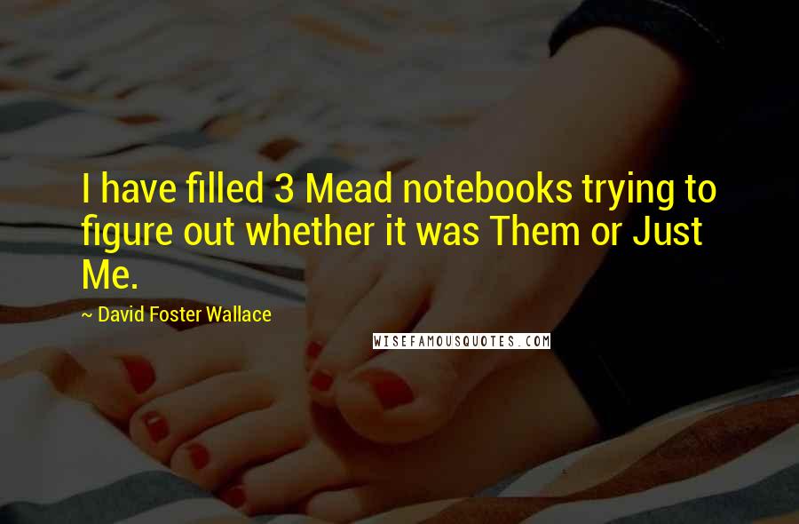 David Foster Wallace Quotes: I have filled 3 Mead notebooks trying to figure out whether it was Them or Just Me.