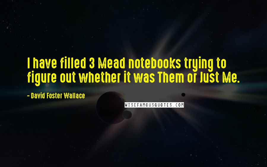 David Foster Wallace Quotes: I have filled 3 Mead notebooks trying to figure out whether it was Them or Just Me.