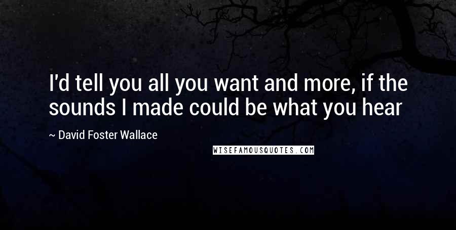 David Foster Wallace Quotes: I'd tell you all you want and more, if the sounds I made could be what you hear