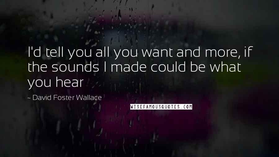 David Foster Wallace Quotes: I'd tell you all you want and more, if the sounds I made could be what you hear