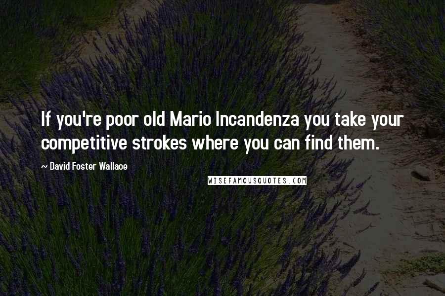 David Foster Wallace Quotes: If you're poor old Mario Incandenza you take your competitive strokes where you can find them.