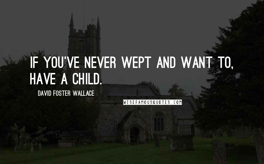 David Foster Wallace Quotes: If you've never wept and want to, have a child.