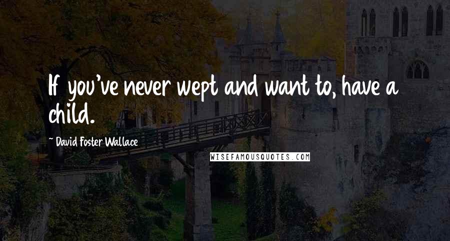 David Foster Wallace Quotes: If you've never wept and want to, have a child.