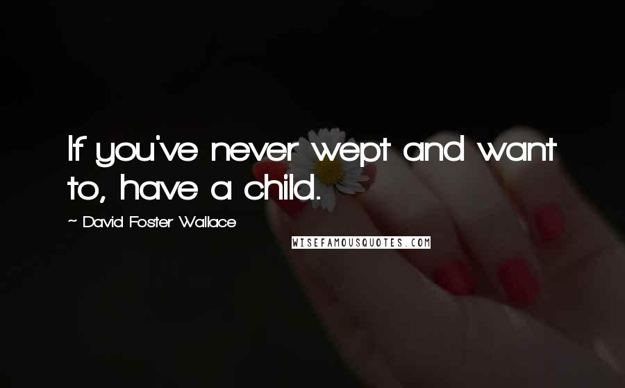 David Foster Wallace Quotes: If you've never wept and want to, have a child.