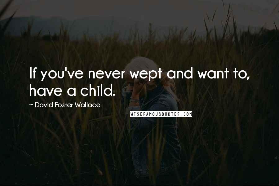 David Foster Wallace Quotes: If you've never wept and want to, have a child.