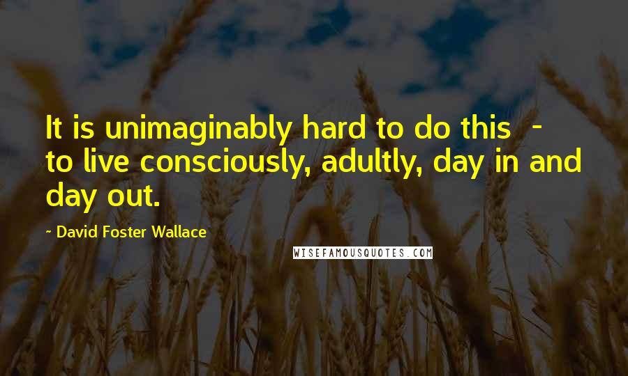 David Foster Wallace Quotes: It is unimaginably hard to do this  -  to live consciously, adultly, day in and day out.