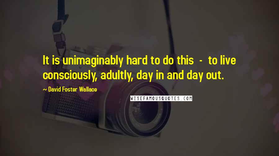 David Foster Wallace Quotes: It is unimaginably hard to do this  -  to live consciously, adultly, day in and day out.