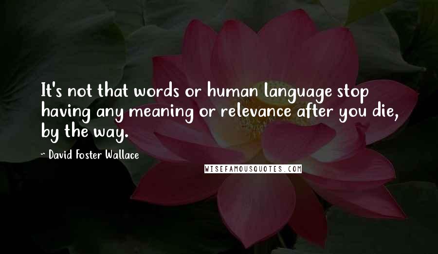 David Foster Wallace Quotes: It's not that words or human language stop having any meaning or relevance after you die, by the way.