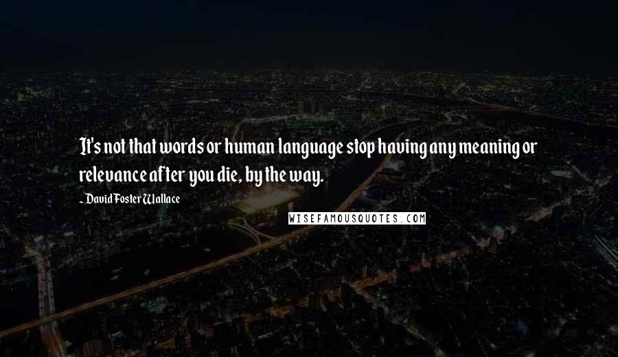 David Foster Wallace Quotes: It's not that words or human language stop having any meaning or relevance after you die, by the way.