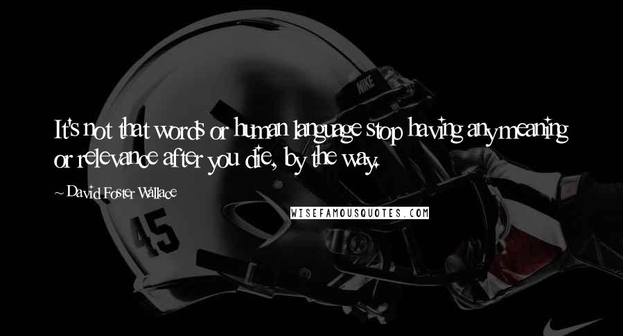 David Foster Wallace Quotes: It's not that words or human language stop having any meaning or relevance after you die, by the way.