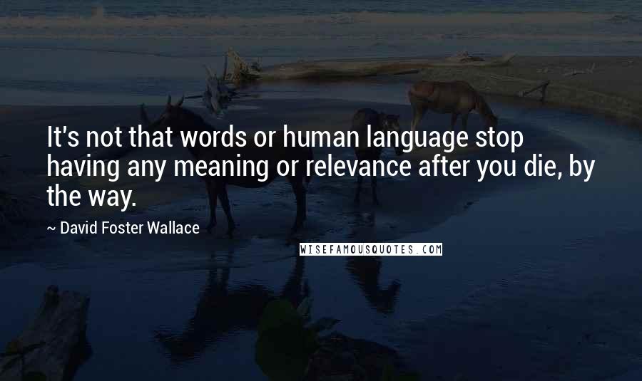 David Foster Wallace Quotes: It's not that words or human language stop having any meaning or relevance after you die, by the way.