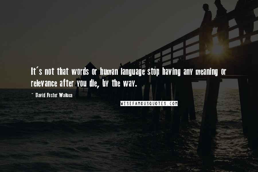 David Foster Wallace Quotes: It's not that words or human language stop having any meaning or relevance after you die, by the way.