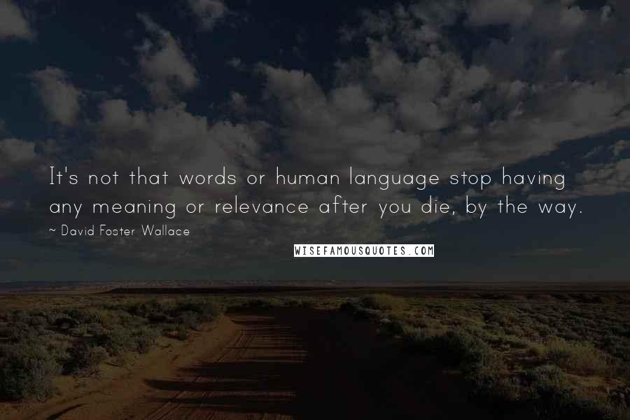 David Foster Wallace Quotes: It's not that words or human language stop having any meaning or relevance after you die, by the way.