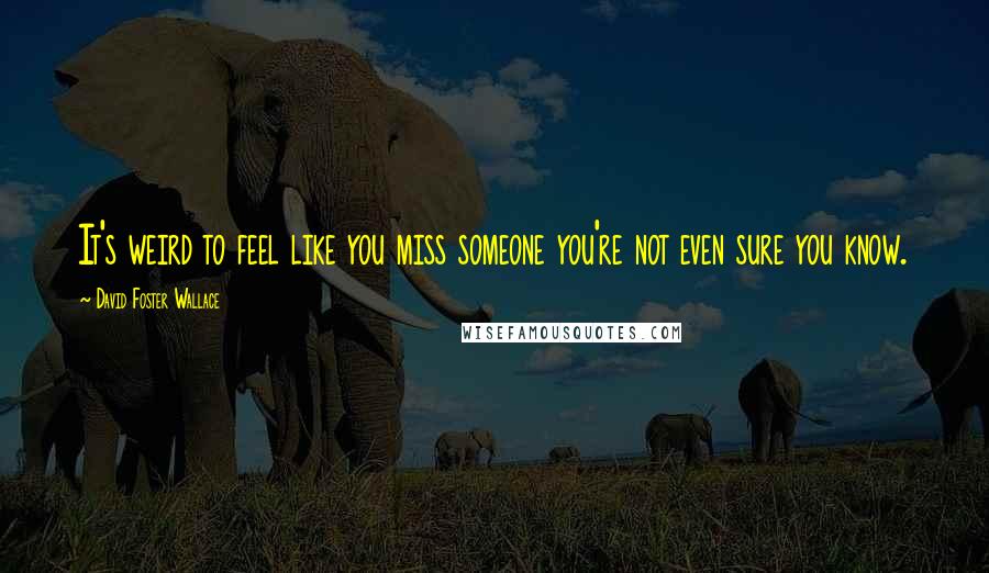 David Foster Wallace Quotes: It's weird to feel like you miss someone you're not even sure you know.