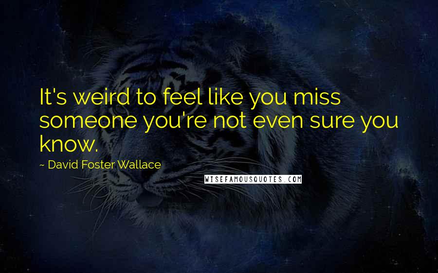 David Foster Wallace Quotes: It's weird to feel like you miss someone you're not even sure you know.