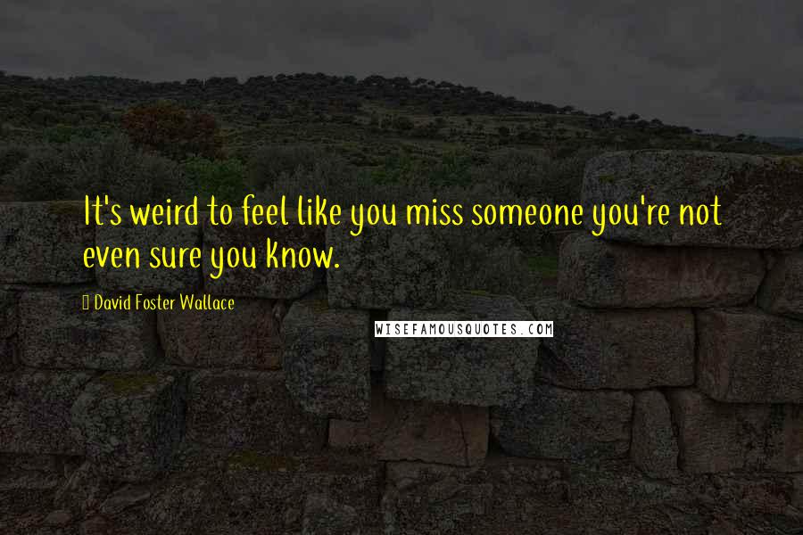 David Foster Wallace Quotes: It's weird to feel like you miss someone you're not even sure you know.